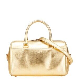 Saint Laurent Duffle Handbag Shoulder Bag Gold Leather